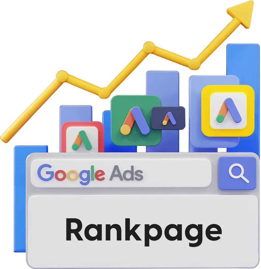 a graph that showing up trend with the Rankpage Google Ads services